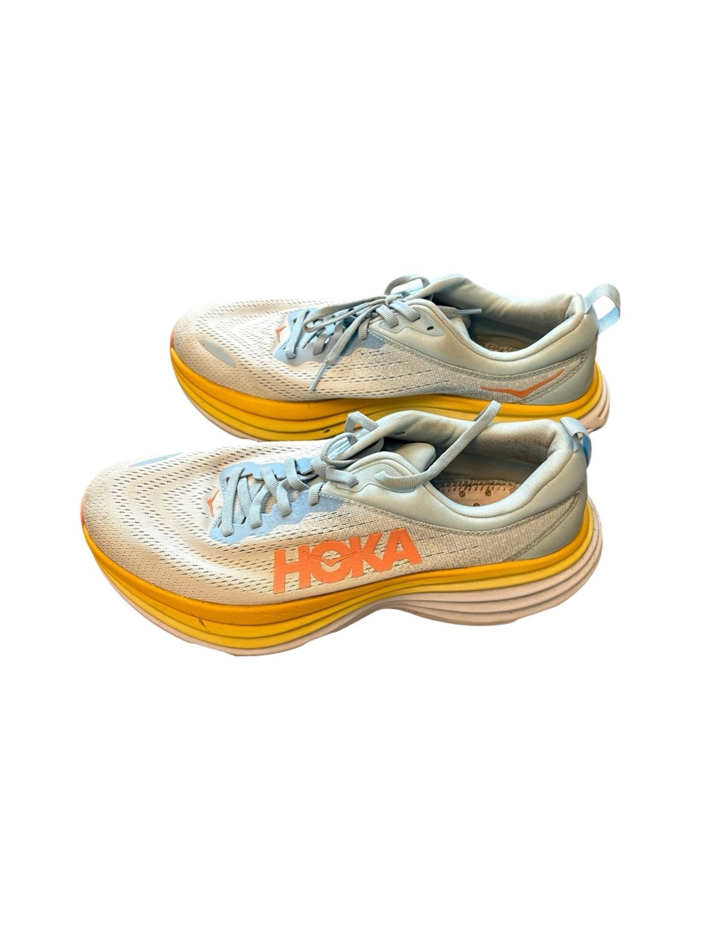Hoka Women's Pale Blue and Yellow Cushion Running Shoes